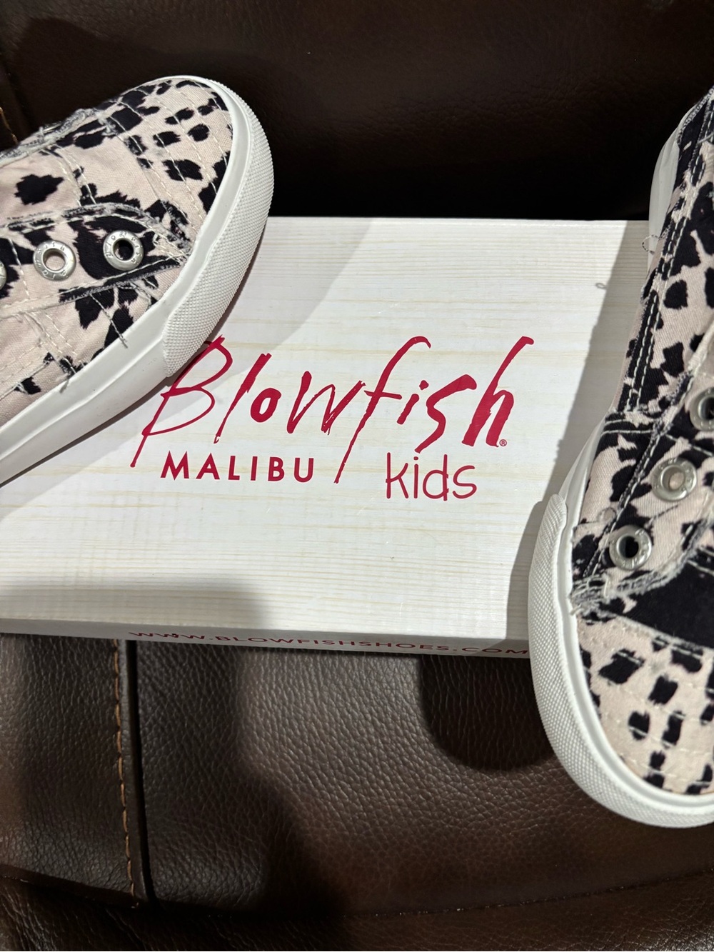 Blowfish Kids Black and Cream Slip-On Cow Print Sneakers - Picture 2 of 7